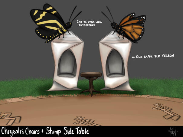 Chrysalis Chairs + Stump Side Table